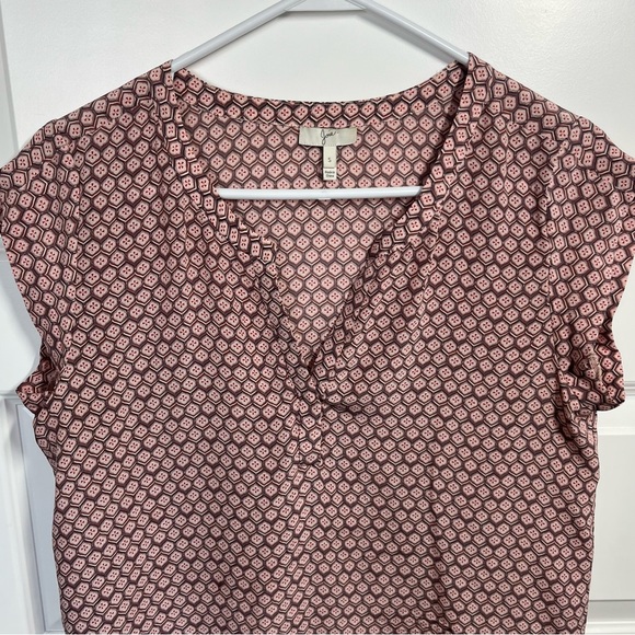 Joie Blouse Small Dusty Rose Mauve Geometric Print Boho Lightweight Top - Picture 4 of 6